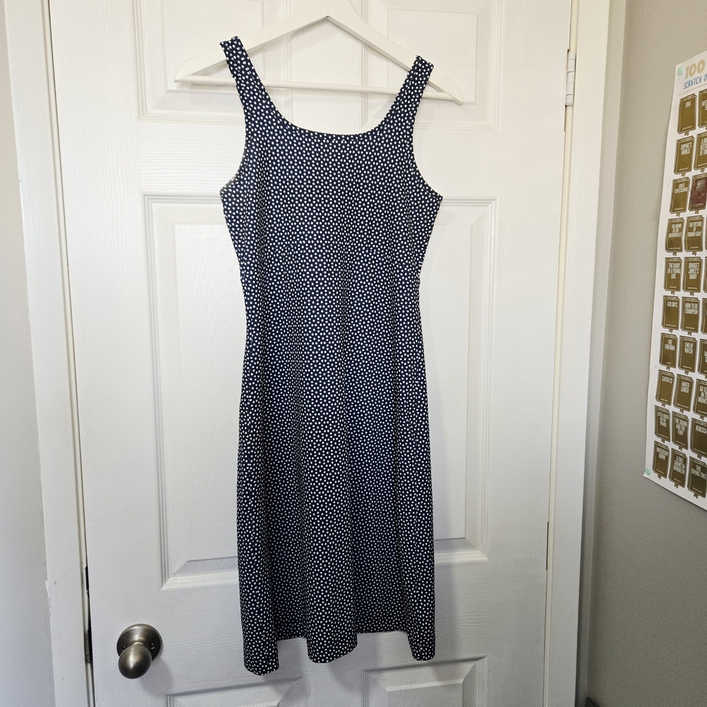 Columbia Navy and White Patterned Midi Dress